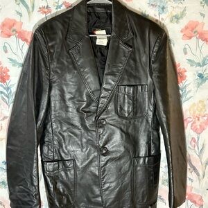 Vintage Blazer Black Leather Jacket Size 40 (Unisex)